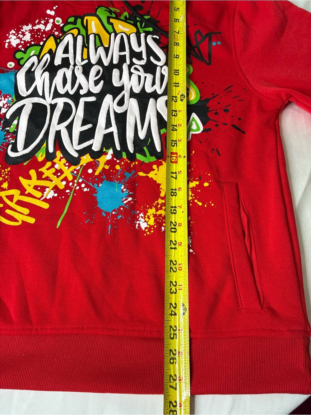 Red Graphic Crewneck Hoodie - Always Chase Your Dreams - Picture 6 of 9